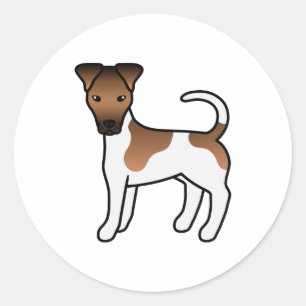 Adesivo Redondo Cachorro De Cartoons De Coroa Branca E Suave