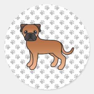 Adesivo Redondo Cachorro de Cartoons Vermelho Bullmastiff