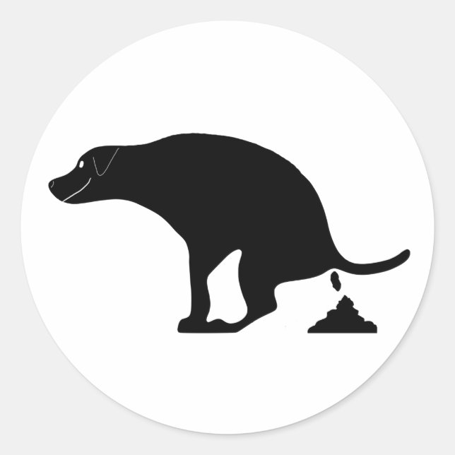 Adesivo Redondo Cachorro de cocô sorridente (Frente)