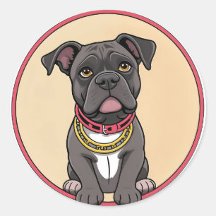 Adesivo Redondo Cachorro de desenho animado fofo
