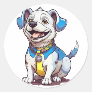 Adesivo Redondo Cachorro de desenho animado fofo