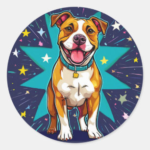 Adesivo Redondo Cachorro de desenho animado fofo Presente para ama