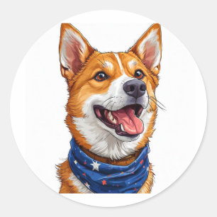 Adesivo Redondo Cachorro de Desenho Fofo
