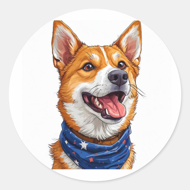 Adesivo Redondo Cachorro de Desenho Fofo (Frente)