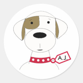 Adesivo Redondo Cachorro de Desenho Fofo