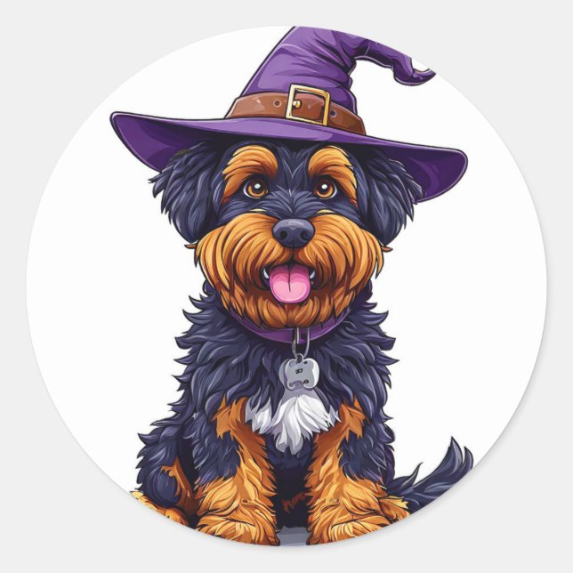 Adesivo Redondo Cachorro de Halloween (Frente)
