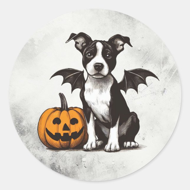 Adesivo Redondo Cachorro de Halloween (Frente)
