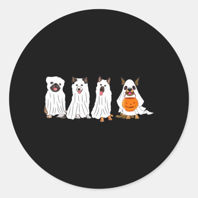 Adesivo Redondo Cachorro de Halloween com Abóbora Cachorro Assusta (Frente)