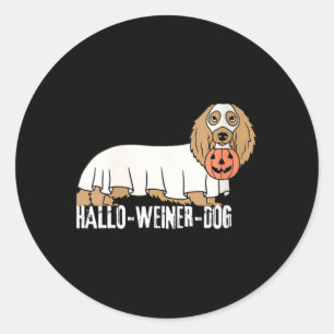 Adesivo Redondo Cachorro de Halloween Dachshund Salsicha das Senho