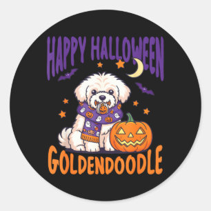 Adesivo Redondo Cachorro de Halloween Fantasma Cachorro Mãe de Cac