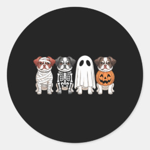 Adesivo Redondo Cachorro de Halloween Japonês Fantasma Assustador