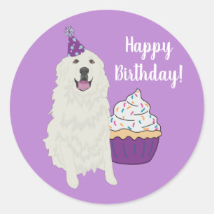 Adesivo Redondo Cachorro de montanha do Excelente de aniversário
