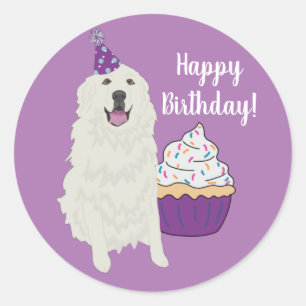 Adesivo Redondo Cachorro de Montanha do Excelente de Aniversário 
