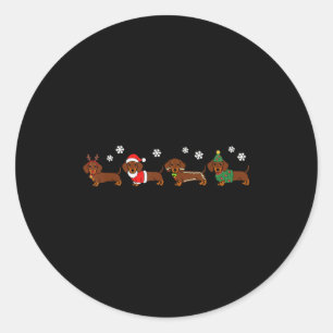 Adesivo Redondo Cachorro de Natal Dachshund Santa Hover Cachorro M
