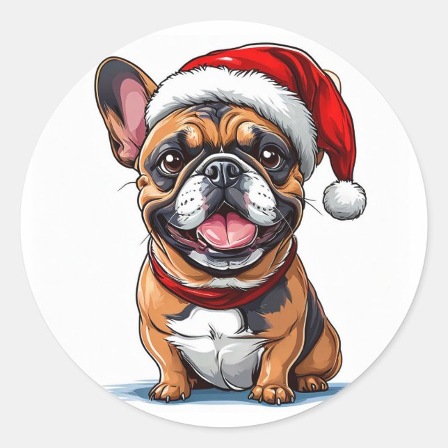 Adesivo Redondo Cachorro de Natal fofo (Frente)