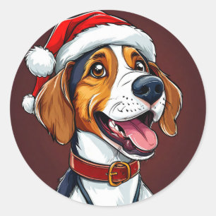 Adesivo Redondo Cachorro de Natal fofo
