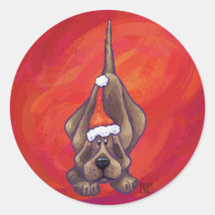 Adesivo Redondo Cachorro De Natal Vermelho