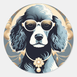 Adesivo Redondo Cachorro de Poodle Clássico