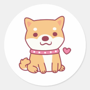 Adesivo Redondo Cachorro de Shiba Inu