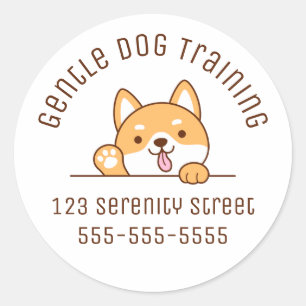 Adesivo Redondo Cachorro de Shiba Inu Corgi Cujo Pico