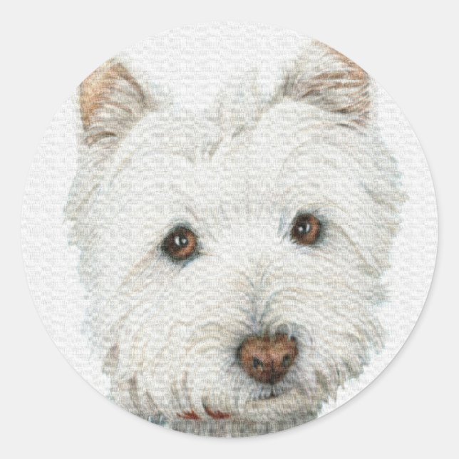 Adesivo Redondo Cachorro de Westie (Frente)