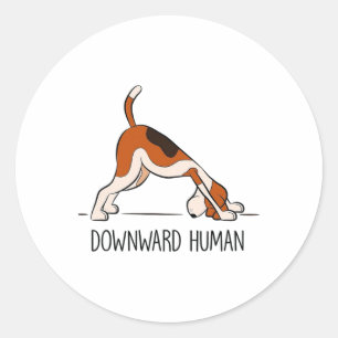 Adesivo Redondo Cachorro de Yoga Engraçado de Homem Mulher - Human