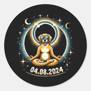 Adesivo Redondo Cachorro do Eclipse Solar de 2024