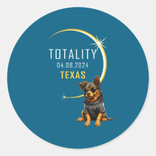 Adesivo Redondo Cachorro do Eclipse Solar Total do Texas