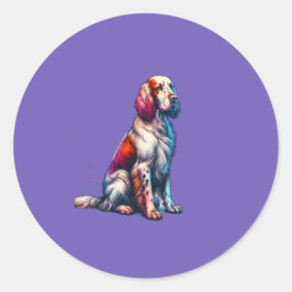 Adesivo Redondo Cachorro do Setter Inglês