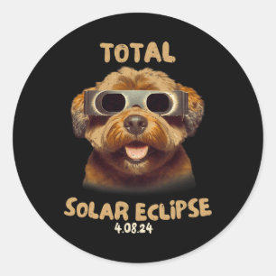 Adesivo Redondo Cachorro Eclipse Vestindo Gamas Eclipse Solares