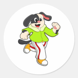 Adesivo Redondo Cachorro em Corrente