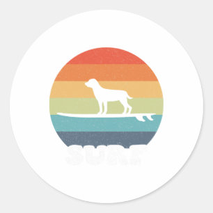 Adesivo Redondo Cachorro Em Surfboard Surfando Quadro Surfista Cac