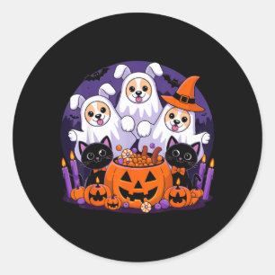 Adesivo Redondo Cachorro engraçado de Halloween vestido como fanta