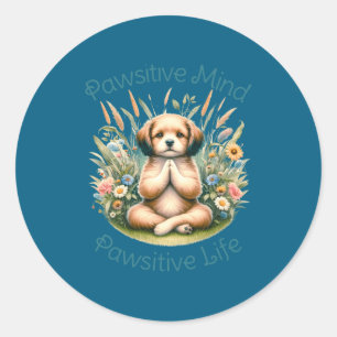 Adesivo Redondo Cachorro engraçado de meditação Cota insracional p