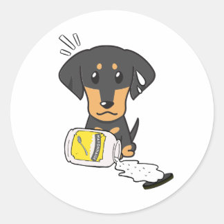 Adesivo Redondo Cachorro engraçado derramado maionese