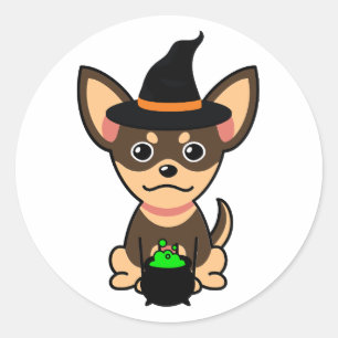 Adesivo Redondo Cachorro engraçado é uma bruxa