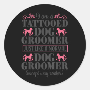 Adesivo Redondo Cachorro Engraçado Engraçado Pet Fazendo Tatuagem 