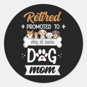 Adesivo Redondo Cachorro Engraçado Mãe Dando Design de Pet Lover B