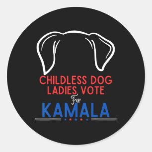 Adesivo Redondo Cachorro Engraçado Meninas Votam Em Kamala