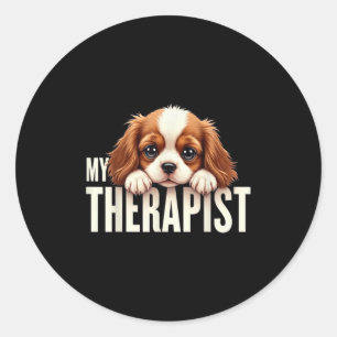 Adesivo Redondo Cachorro Engraçado Meu Terapeuta Cavalier King Cha
