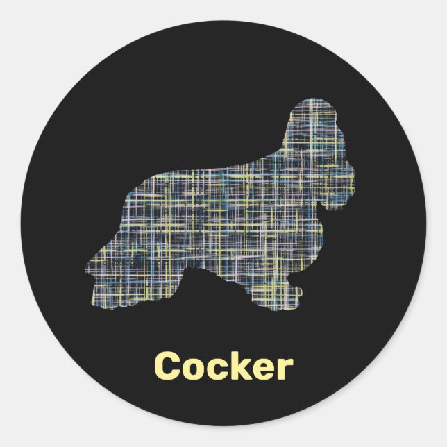 Adesivo Redondo Cachorro Espanhol Cachorro Amarelo e Preto (Frente)