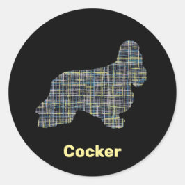 Adesivo Redondo Cachorro Espanhol Cachorro Amarelo e Preto