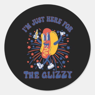 Adesivo Redondo Cachorro, estou aqui para o Glizzy Happy 4 de julh