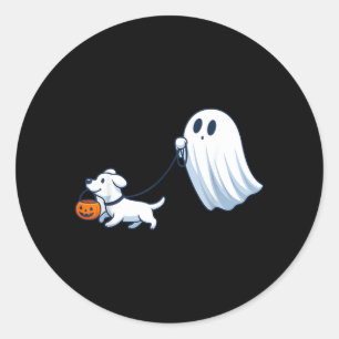 Adesivo Redondo Cachorro Fantasma Andando Cachorro Fantasma Hallow