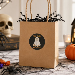 Adesivo Redondo Cachorro Fantasma de Halloween Fofo Retriever Dour