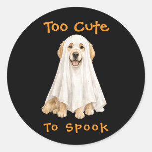 Adesivo Redondo Cachorro Fantasma de Halloween Fofo Retriever Dour