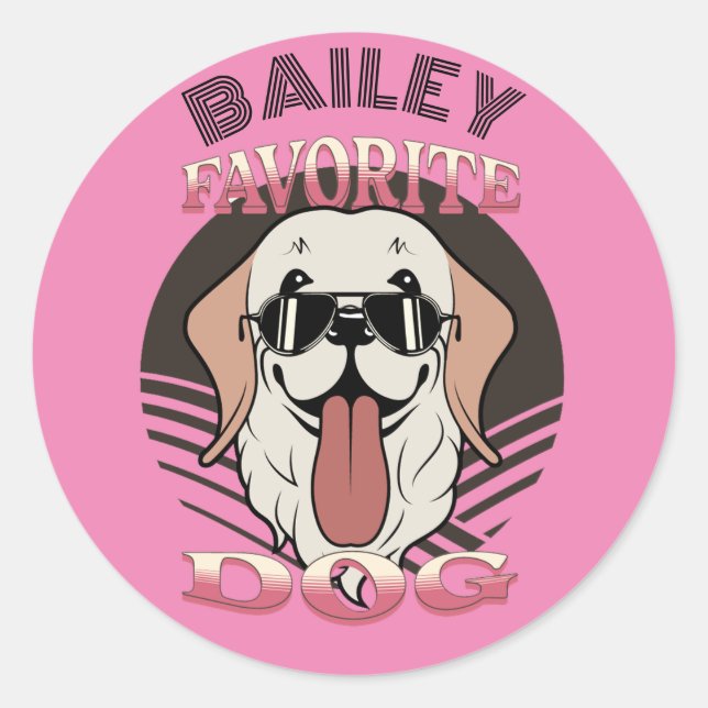 Adesivo Redondo Cachorro favorito, gracinha/pai Personalizar (Frente)
