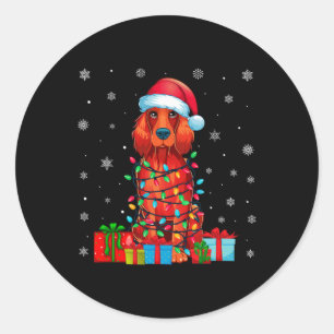 Adesivo Redondo Cachorro Feio Xmas Luzes Santa Hat Ch