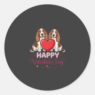 Adesivo Redondo Cachorro Floral Basset Hound Dia dos Namorados