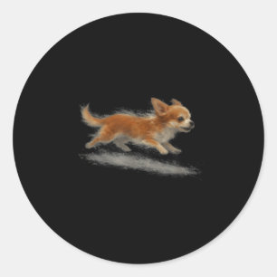 Adesivo Redondo Cachorro fofo correndo meme de arte engraçada de c